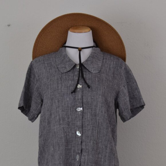 Vintage 90s Linen Button Bouse by FOCUS USA‎ - Picture 9 of 12